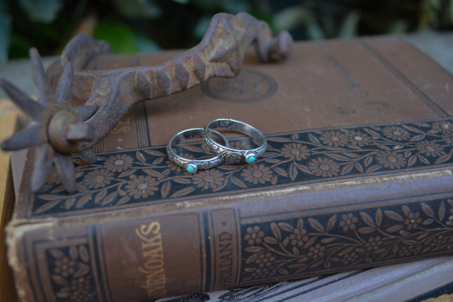 Single Stone Engraved Stacker Ring