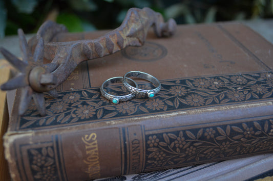 Single Stone Engraved Stacker Ring