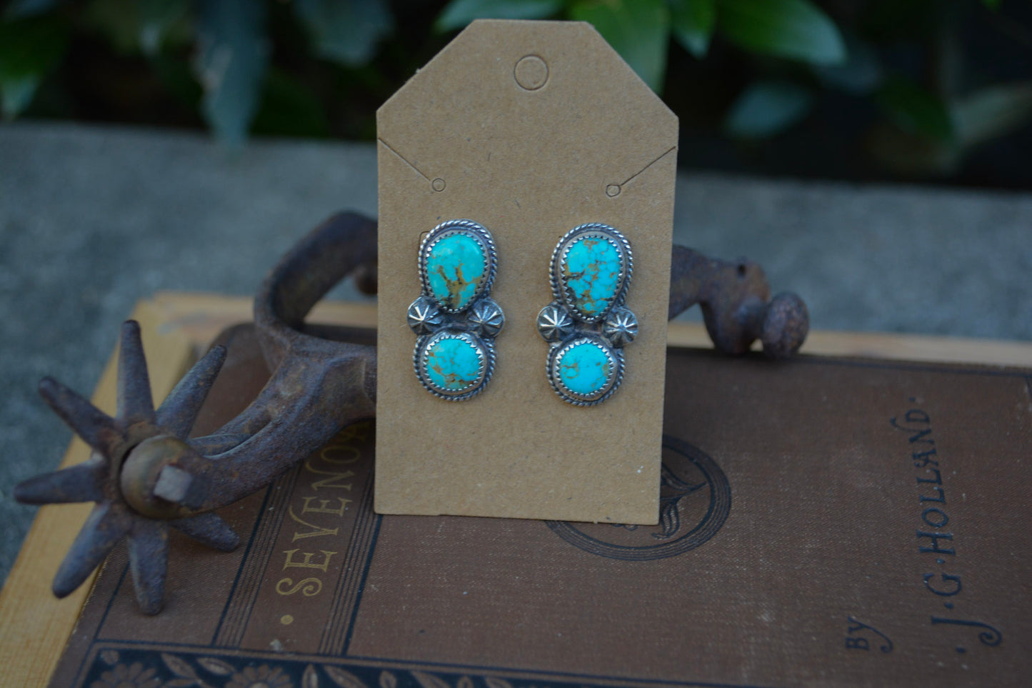 2 Stone Concho Earrings