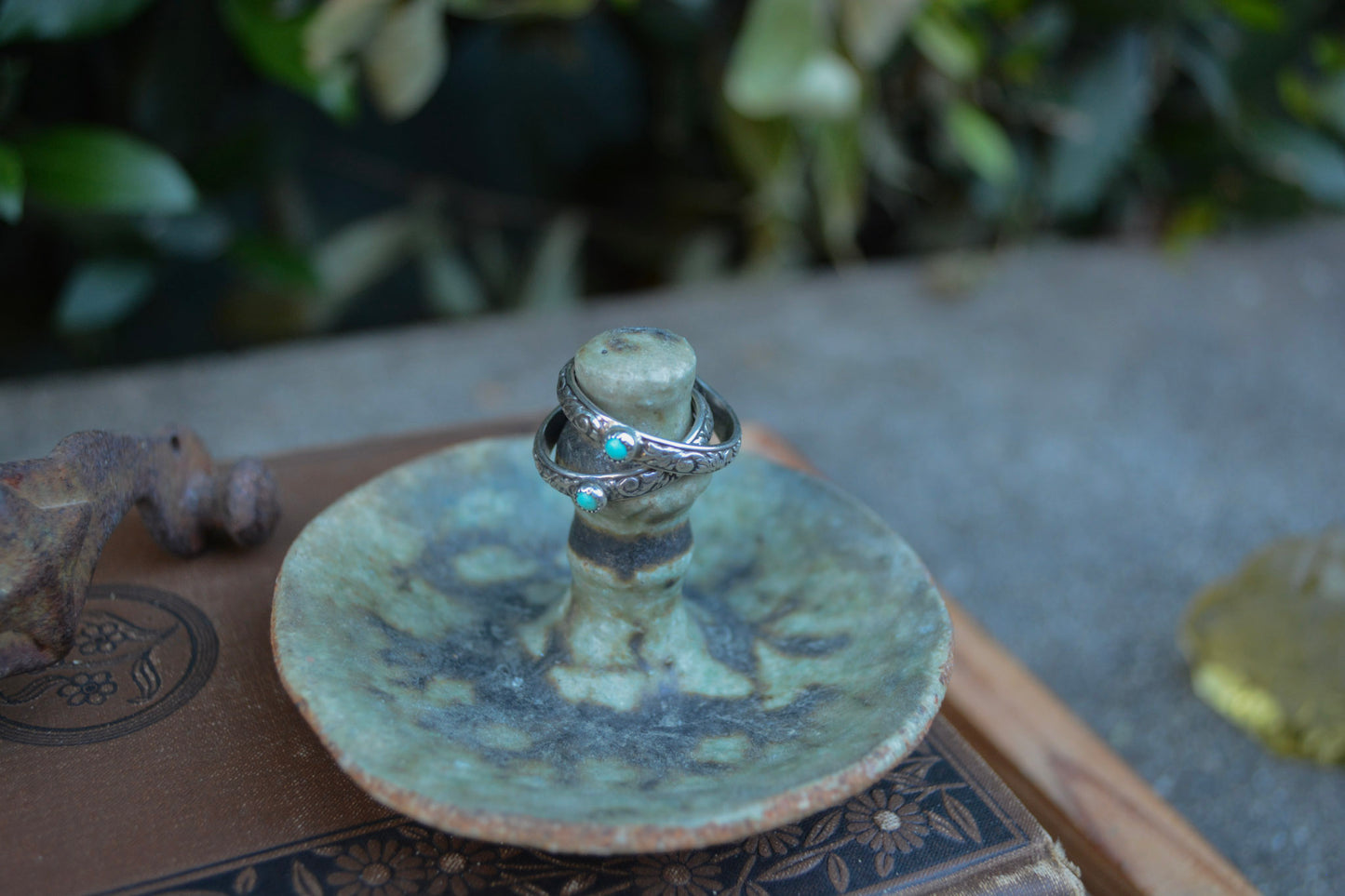 Single Stone Engraved Stacker Ring