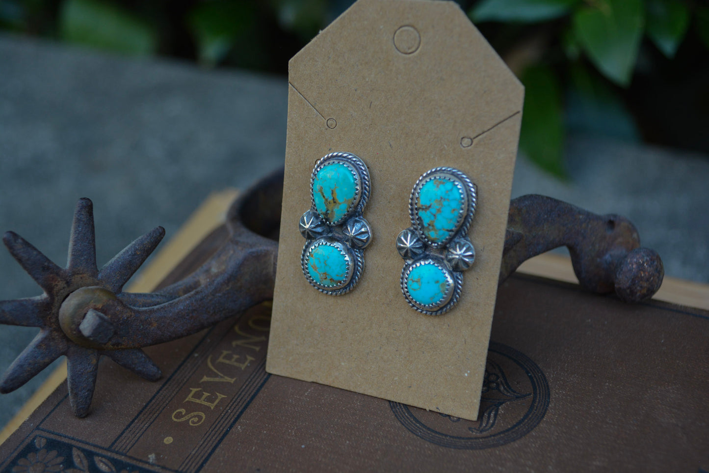 2 Stone Concho Earrings