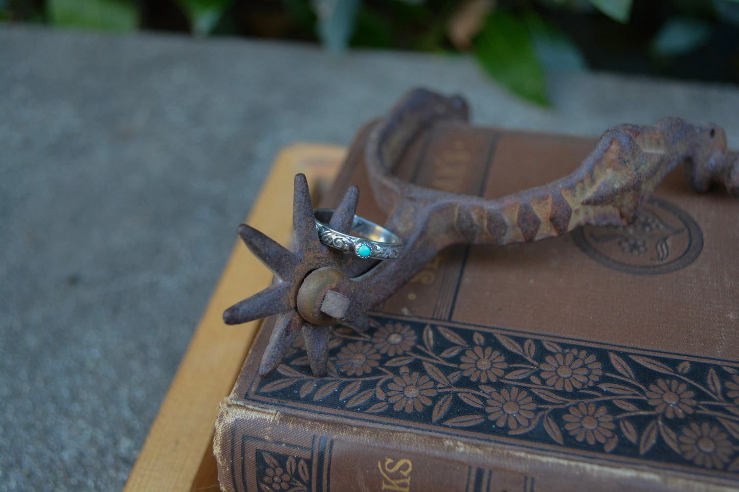 Single Stone Engraved Stacker Ring