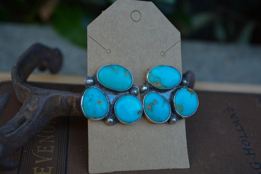 3 Stone Cluster Earrings