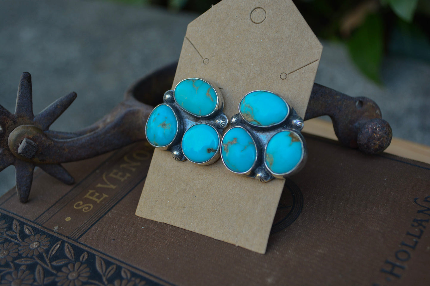 3 Stone Cluster Earrings