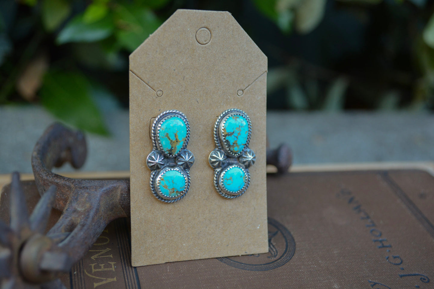 2 Stone Concho Earrings