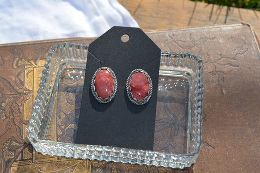 Red Spiny Earrings