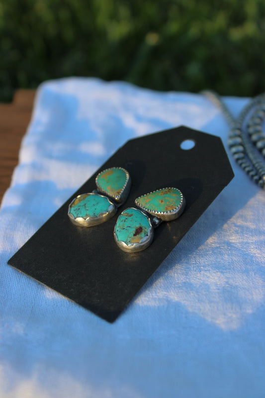 2 Stone Butterfly Earrings